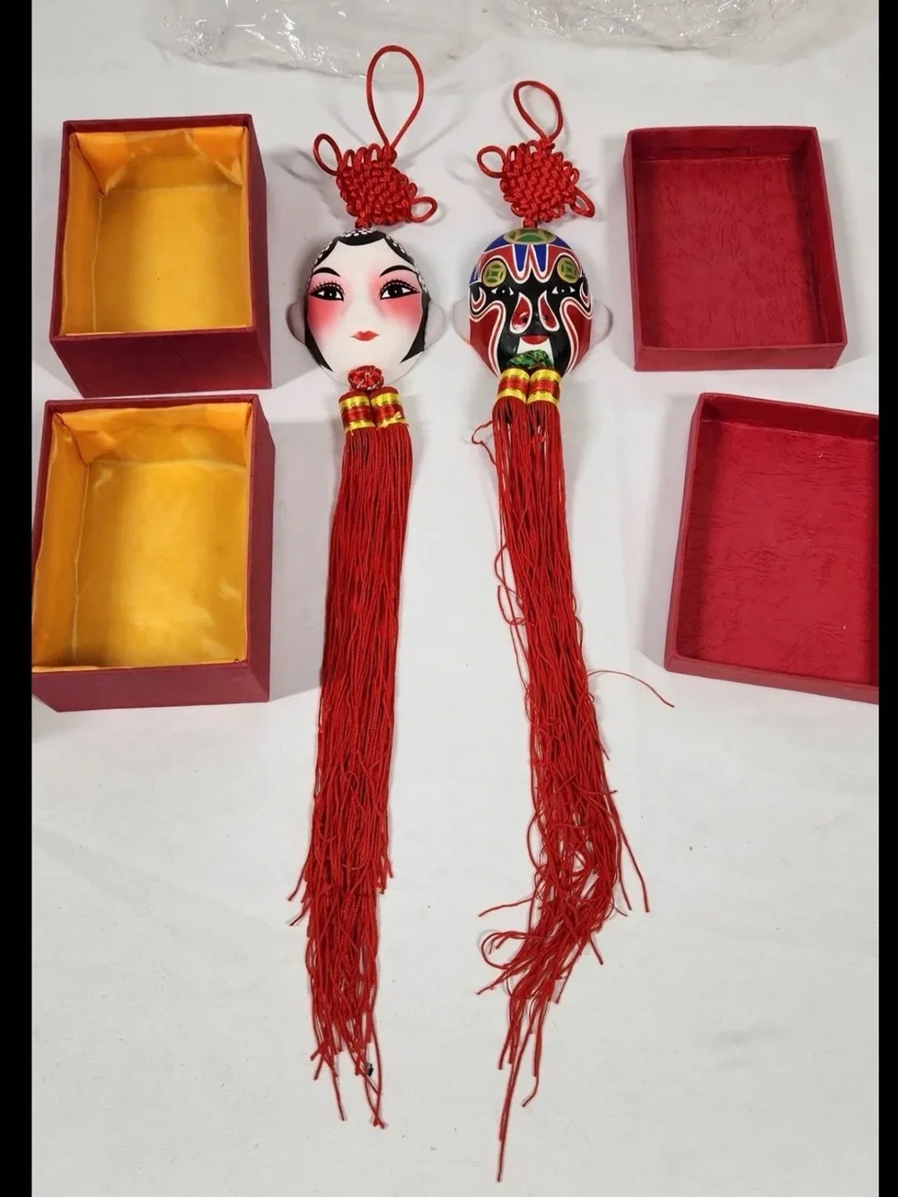 Red Decorative Chinese Opera Face Mask Ornaments - Set by